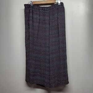 Lane Bryant Cropped Pants Women Size 14/16 Blue Dots Wide Leg Elastic Waist Boho